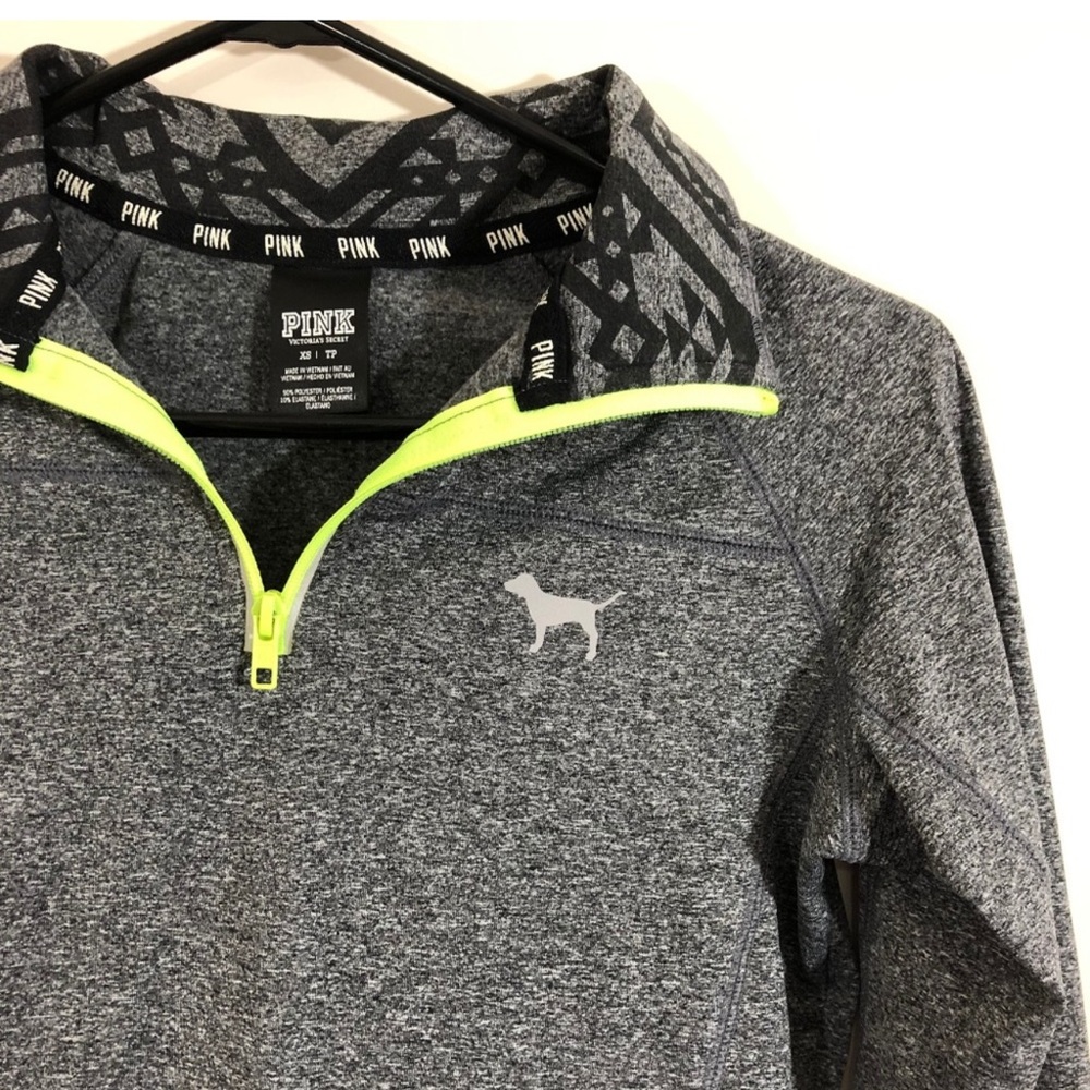 PINK Victoria's Secret Partial Zip Top Gray XS - Picture 2 of 7